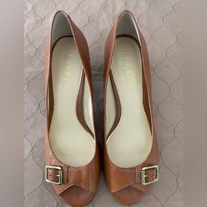 Lauren Ralph Lauren Open Toe Leather Pumps